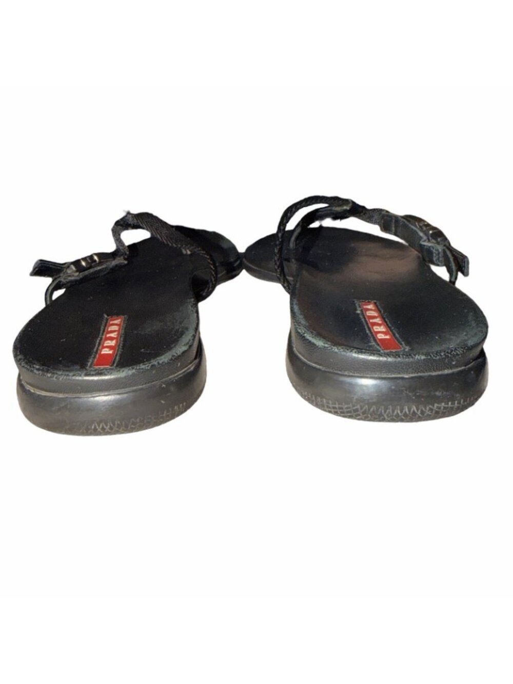 Vintage Prada Sport Linea Rossa Black Rubber Thong Sandals Slides 90s Y2K Archiv - Picture 2 of 8